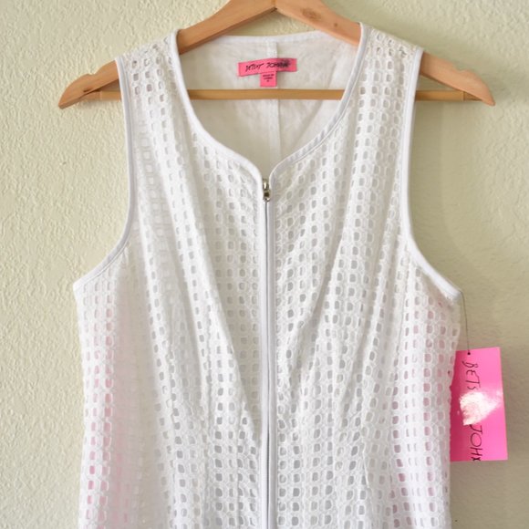 Betsey Johnson Sleeveless Front Zip Eyelet Mini Dress - Picture 6 of 15